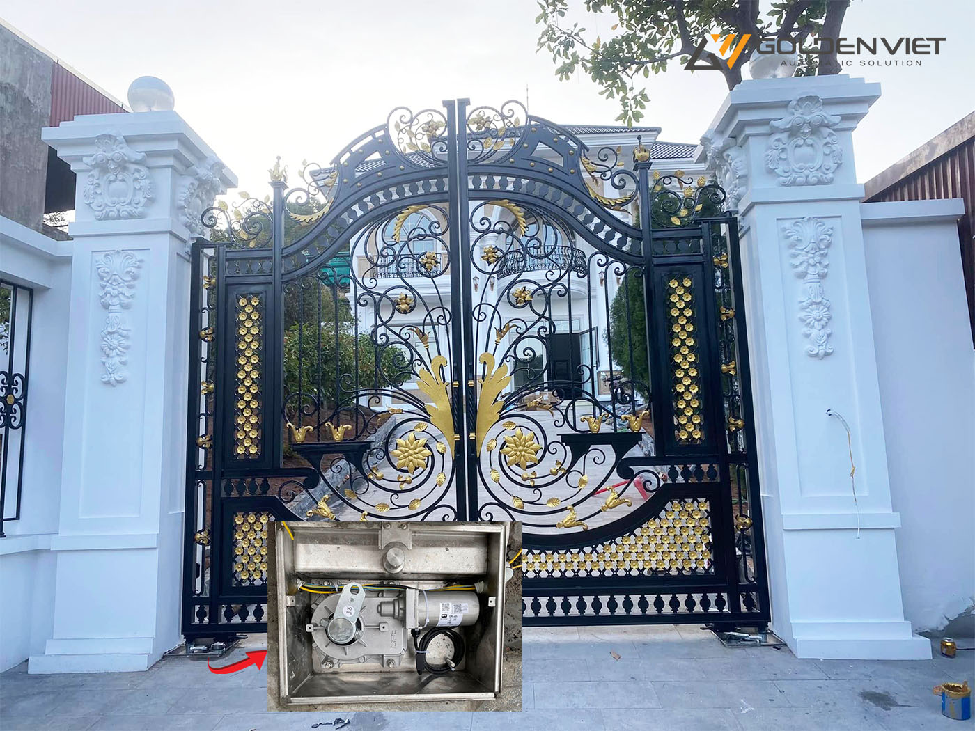 Mẫu cổng âm sàn đẹp, sang trọng
